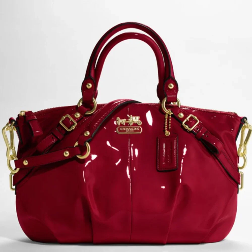 Coach Madison Patent Sophia Satchel in Crimson